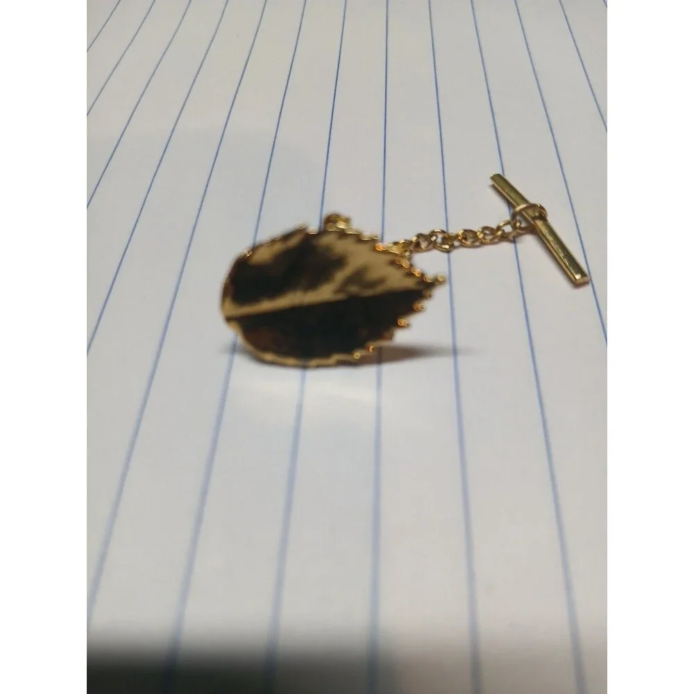 Leaf Tie Tack Pin Goldtone